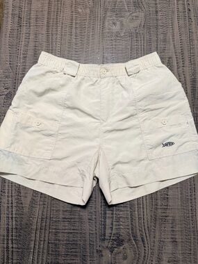 AFTCO Mens Light Beige Cargo Fishing Shorts